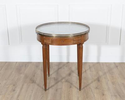 French Louis XVI Style Mahogany Bouillotte Table with Carrara Marble Top
