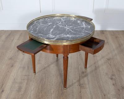 French Louis XVI Style Mahogany Bouillotte Table with Marble Top Early 20th Cen
