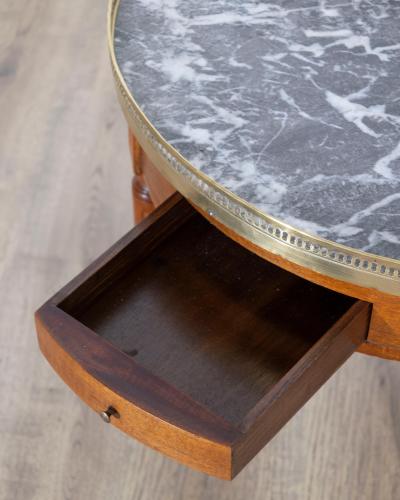 French Louis XVI Style Mahogany Bouillotte Table with Marble Top Early 20th Cen