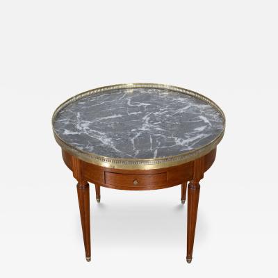 French Louis XVI Style Mahogany Bouillotte Table with Marble Top Early 20th Cen