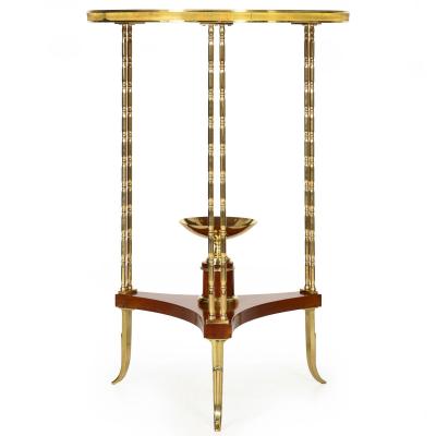 French Louis XVI Style Mahogany Bronze Gueridon Side Table