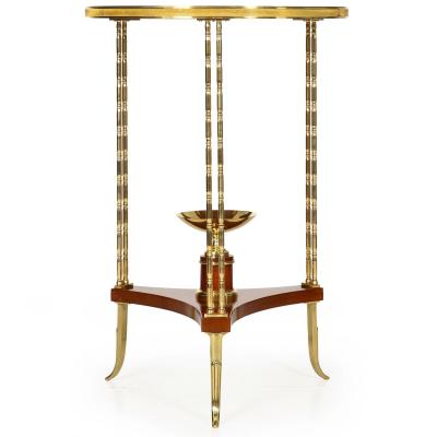 French Louis XVI Style Mahogany Bronze Gueridon Side Table