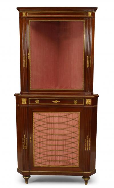French Louis XVI Style Mahogany Corner Cabinet