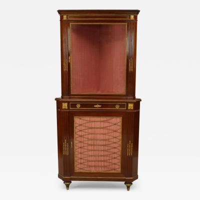 French Louis XVI Style Mahogany Corner Cabinet