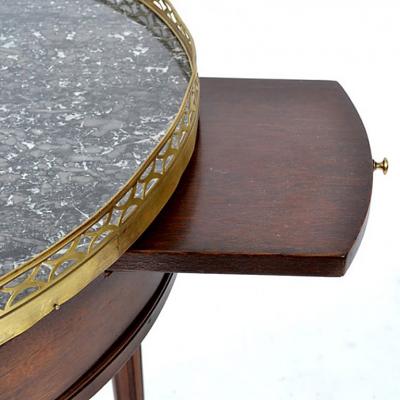 French Louis XVI Style Mahogany Marble Top Bouillotte Table