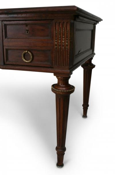 French Louis XVI Style Mahogany and Leather Top Desk