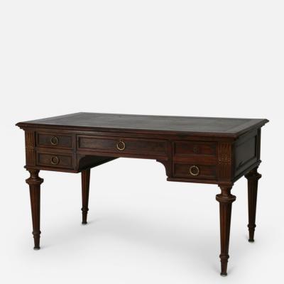 French Louis XVI Style Mahogany and Leather Top Desk