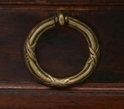 French Louis XVI Style Mahogany and Leather Top Desk
