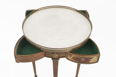 French Louis XVI Style Mahogany and Marble End Table