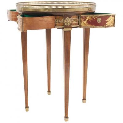 French Louis XVI Style Mahogany and Marble End Table