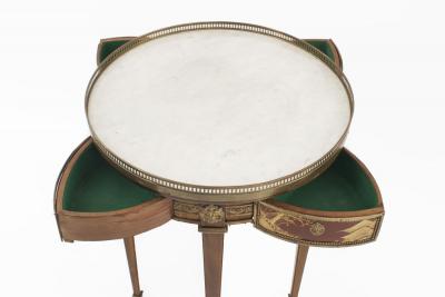 French Louis XVI Style Mahogany and Marble End Table