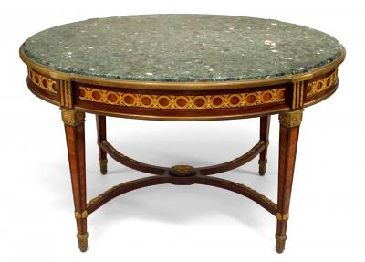 French Louis XVI Style Marble Top Center Table