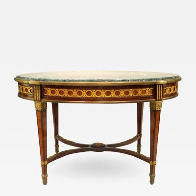 French Louis XVI Style Marble Top Center Table