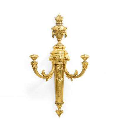 French Louis XVI Style Monumental Bronze Dore Wall Sconces