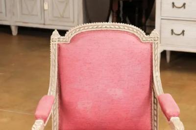 French Louis XVI Style Painted Armchairs with Richly Carved D cor Sold Each