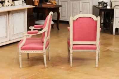 French Louis XVI Style Painted Armchairs with Richly Carved D cor Sold Each