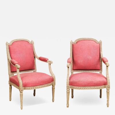 French Louis XVI Style Painted Armchairs with Richly Carved D cor Sold Each