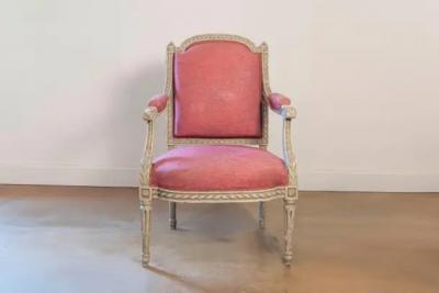 French Louis XVI Style Painted Armchairs with Richly Carved D cor Sold Each