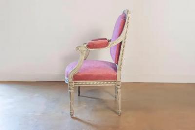 French Louis XVI Style Painted Armchairs with Richly Carved D cor Sold Each