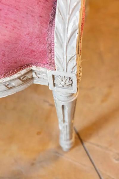 French Louis XVI Style Painted Armchairs with Richly Carved D cor Sold Each