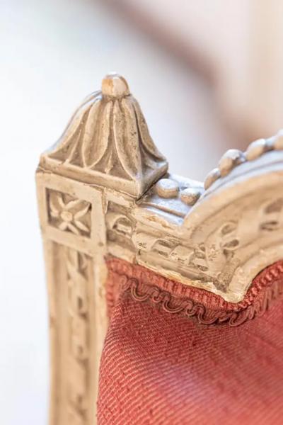 French Louis XVI Style Painted Armchairs with Richly Carved D cor Sold Each