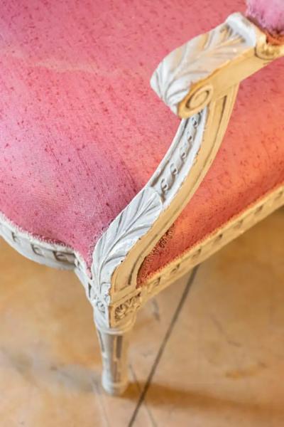French Louis XVI Style Painted Armchairs with Richly Carved D cor Sold Each