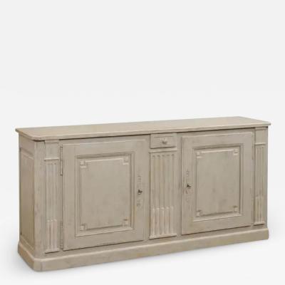 French Louis XVI Style Painted Buffet with Doors Drawers and Carved Pilasters