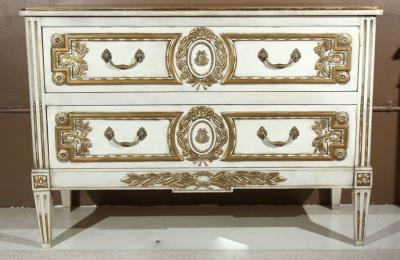 French Louis XVI Style Painted Commode Stamped Jansen