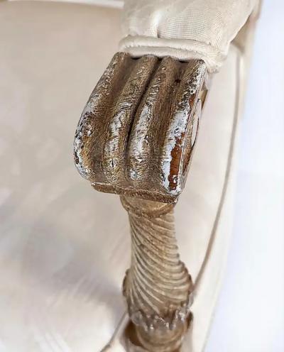 French Louis XVI Style Painted Fauteuil Armchairs Late 19th Century Early 20th