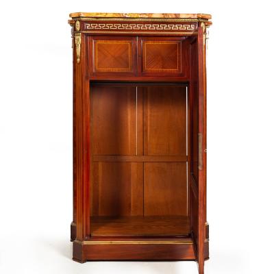 French Louis XVI Style Parquetry Bronze Antique Armoire Wardrobe ca 1880