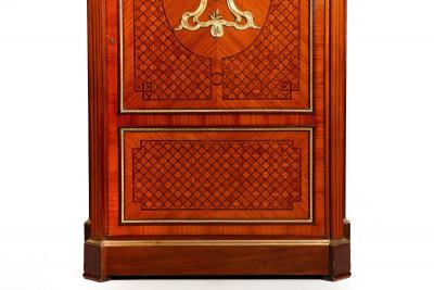 French Louis XVI Style Parquetry Bronze Antique Armoire Wardrobe ca 1880