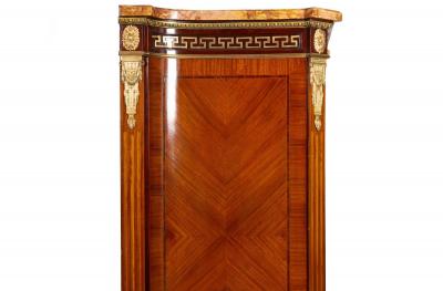 French Louis XVI Style Parquetry Bronze Antique Armoire Wardrobe ca 1880