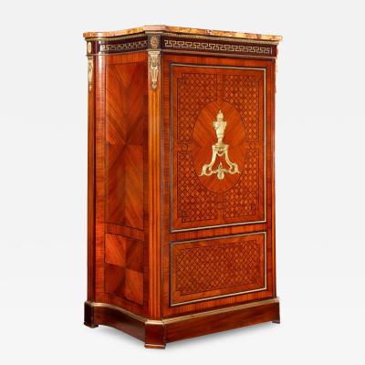 French Louis XVI Style Parquetry Bronze Antique Armoire Wardrobe ca 1880