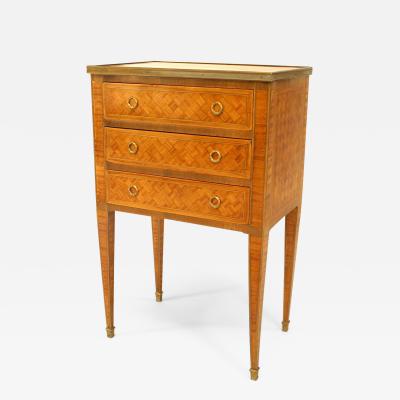 French Louis XVI Style Parquetry Inlaid Small Commode