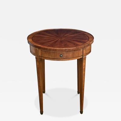 French Louis XVI Style Tulipwood Marquetry Veneered Circular Side Table