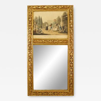 French Louis XVI Style Wall Mirror with Engraved Scene
