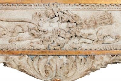 French Louis XVI Style White Painted Parcel Gilt Violet Marble Console Tabl