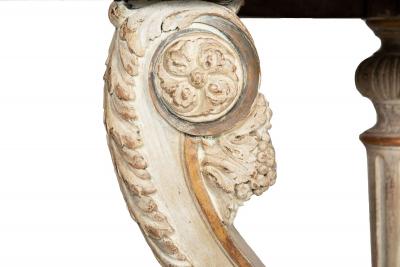 French Louis XVI Style White Painted Parcel Gilt Violet Marble Console Tabl