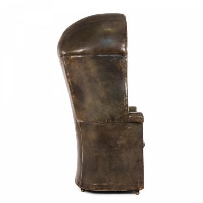 French Louis XVI Walnut Hooded Leather Chair