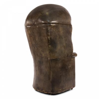 French Louis XVI Walnut Hooded Leather Chair