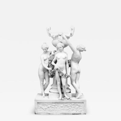 French Louis XVI White Porcelain Three Graces Centerpiece