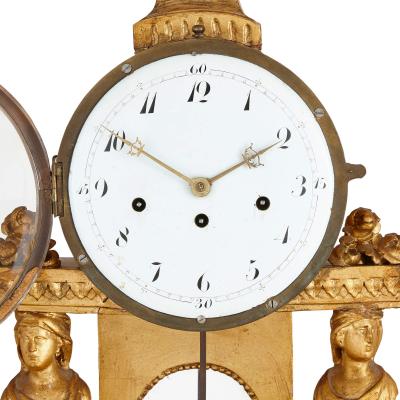 French Louis XVI style carved giltwood mantel clock