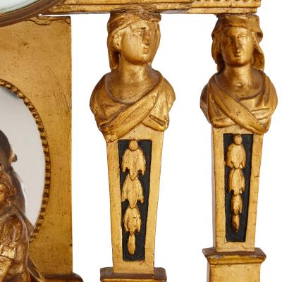 French Louis XVI style carved giltwood mantel clock