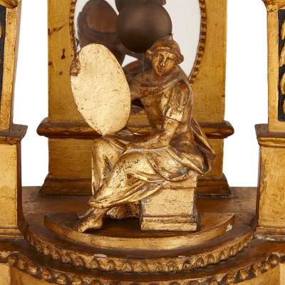 French Louis XVI style carved giltwood mantel clock