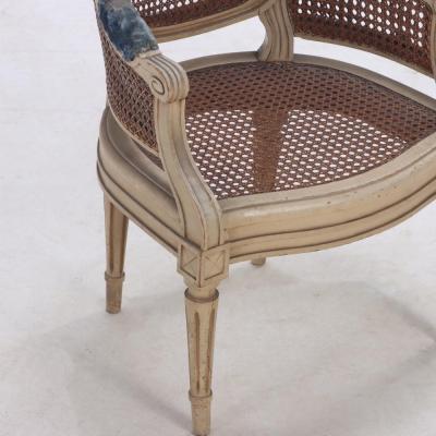 French Louis XVI style childs size painted Bergere chair C 1930 