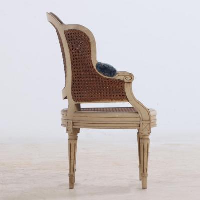 French Louis XVI style childs size painted Bergere chair C 1930 