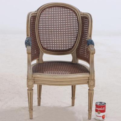 French Louis XVI style childs size painted Bergere chair C 1930 