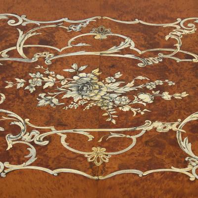 French Louis XVI style ivory inlaid birchwood antique centre table