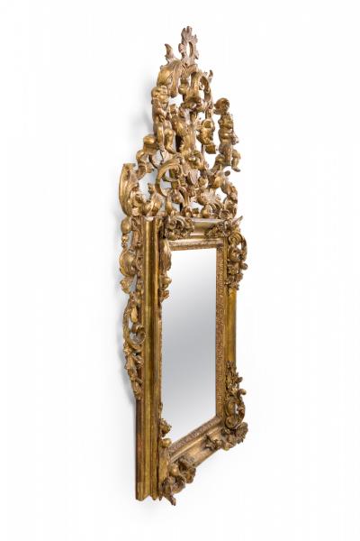 French Louis Xv Filigree Carved Giltwood Wall Mirror