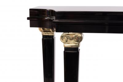 French Lucien Rollin Style Black Lacquer Console Table